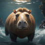 capybara in the sea digital illustration