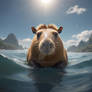 capybara in the sea digital illustration