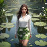 girl in the pond with clothes on