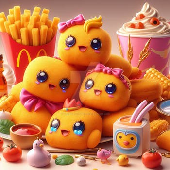 chicken nuggets kawaii cgi cute