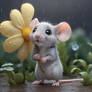 small mouse in the rain with flower