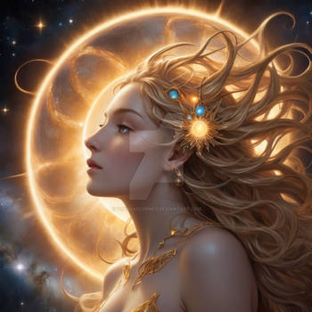 astral sun goddess digital illustration art