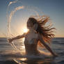 girl with wet hair in the ocean sea model