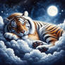 Sleepy tiger big cat nature digital