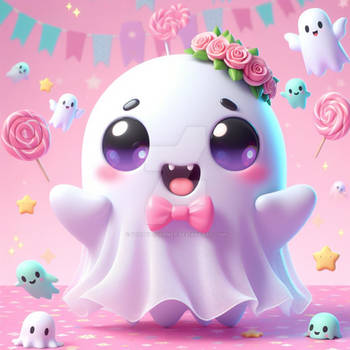 adorable ghost portait happy kawaii fantasy cgi