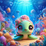 sweet turtle under the sea chibified cute