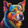 colorful rainbow dog digital illustration