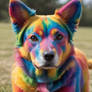 colorful rainbow dog digital illustration