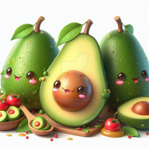 avocado kawaii pastel cgi model