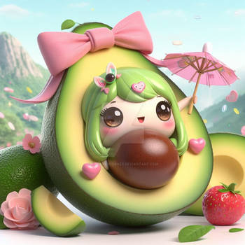 avocado kawaii pastel cgi model