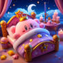 kirby sleeps in adorable bed kawaii fantasy cgi