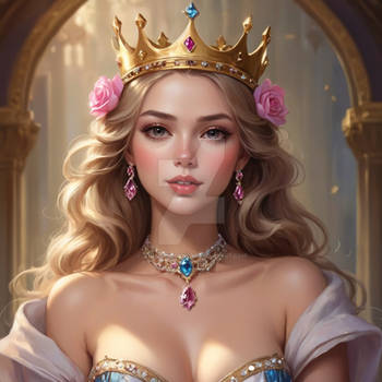 Princess with crown babe portrait 3D gorgeous
