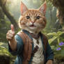 cat gives you a thumbs up in forest