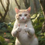 cat gives you a thumbs up in forest