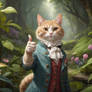 cat gives you a thumbs up in forest