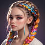 girl with colorful braids portrait model babe