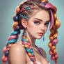 girl with colorful braids portrait model babe