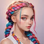 rainbow colored braids portrait girl model