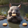 wombat eats a biscuit in a pond 3D model