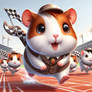 guinea pig runs a race digital illustration cute