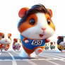 guinea pig runs a race digital illustration cute