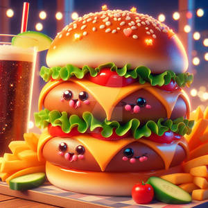 hamburger 3d model food cute kawaii