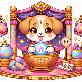 fortune teller puppy dog cute kawaii cgi