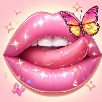 lips with butterfly kawaii fantasy cgi