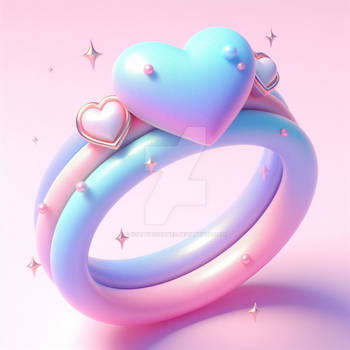 cute heart ring pastels sweet 3D