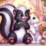 skunk and cat love sweet adorable kawaii cgi