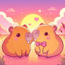 Sweet capybaras in love cute kawaii