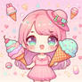 cute kawaii character with ice cream sweet