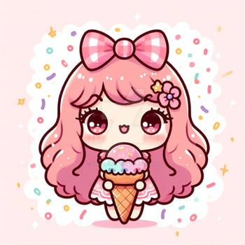 cute kawaii character with ice cream sweet