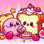 kirby with toast chibified cute digital