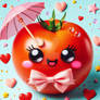cute tomato with parasol digital art