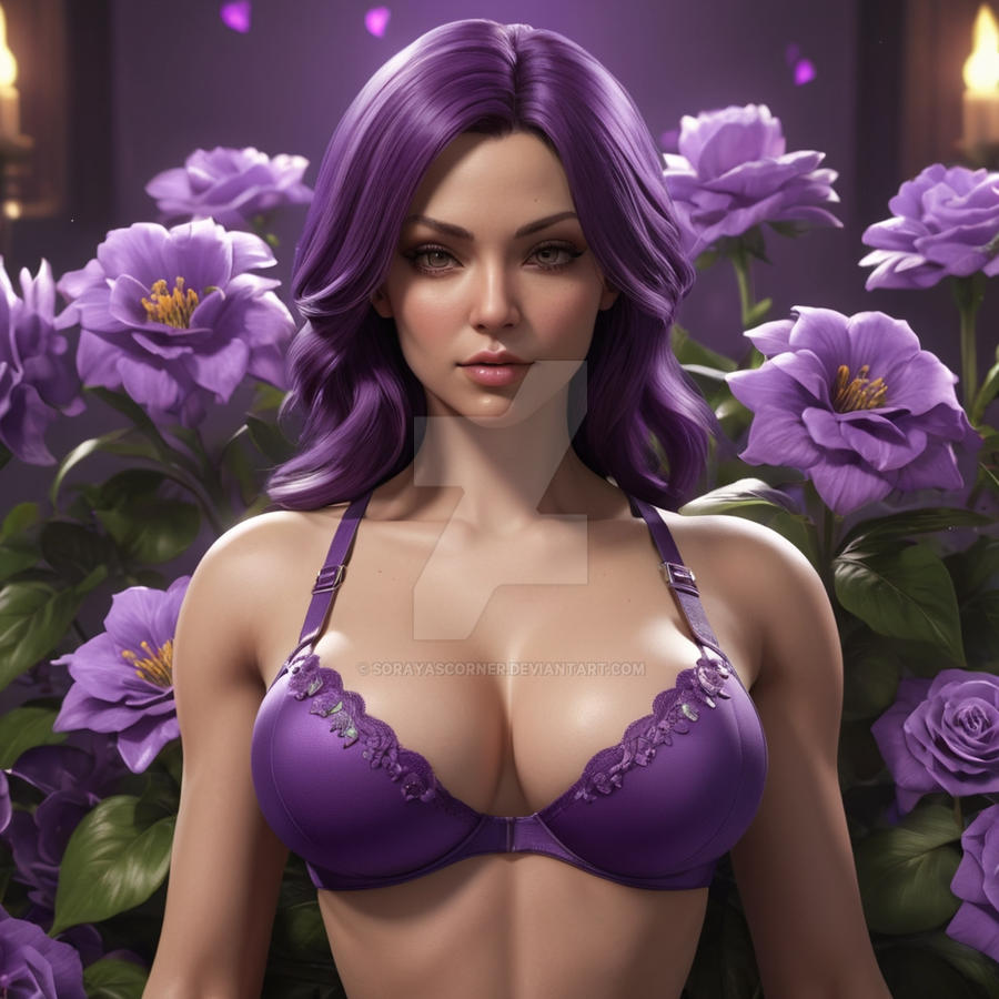 gorgeous lingerie babe in purple model digital by SorayasCorner on