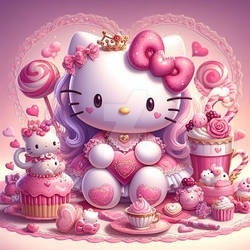 hello kitty romantic valentines day digital art