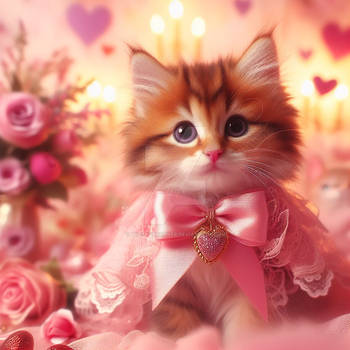 sweet cat kitten valentines romantic digital art