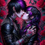 emo couple digital art portrait cute love romantic