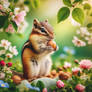 chipmunk eats nut digital art nature animal