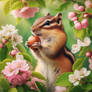 chipmunk eats nut digital art nature animal