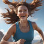 lady runs running runner HD digital art