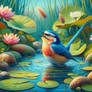 gorgeous bird takes a bath digital art nature anim