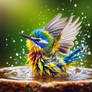 gorgeous bird takes a bath digital art nature anim
