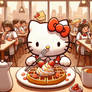 hello kitty has a waffle food HD digital art