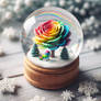 snow globe with rose rainbow sweet cute