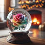 snow globe with rose rainbow sweet cute