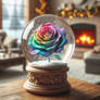 snow globe with rose rainbow sweet cute