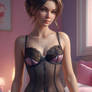 sweet lingerie babe model digital art HD