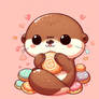 sweet chibified otter digital art HD